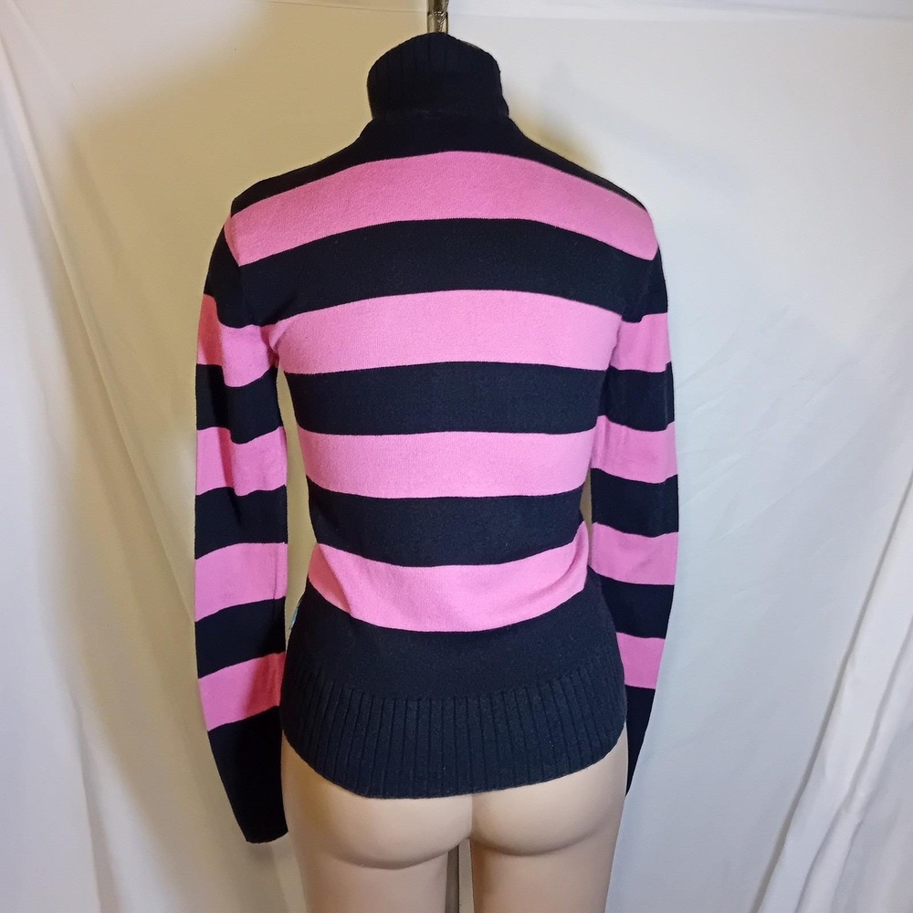 VTG Y2K Juniors XX by MEXX Jeans Stripe Zip Mock Neck Sweater Emo Punk Scene XS - Picture 6 of 16